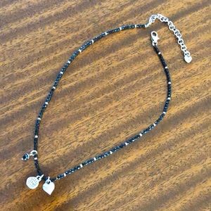 Brighton black Swarovski crystal necklace with heart charms